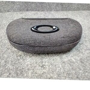 Oakley‎ Sunglasses Hard Case Charcoal Grey Woven Fabric Ellipse Logo Storage